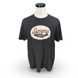 Simms Fishing Company Mens Large Charcoal Heather Graphic Trout T-Shirt L